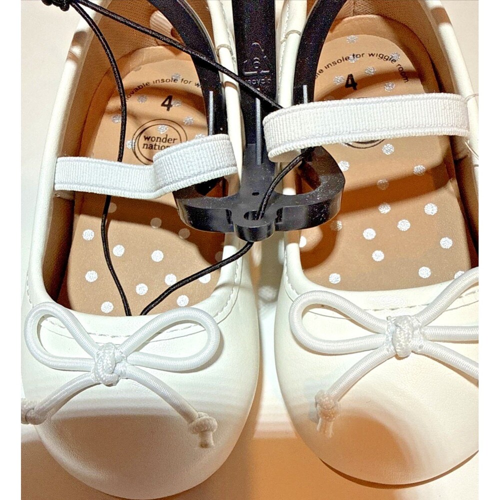 Wonder Nation Baby White Shoes Size 4 Mary Jane Style Spring Dress Footwear - Picture 2 of 6